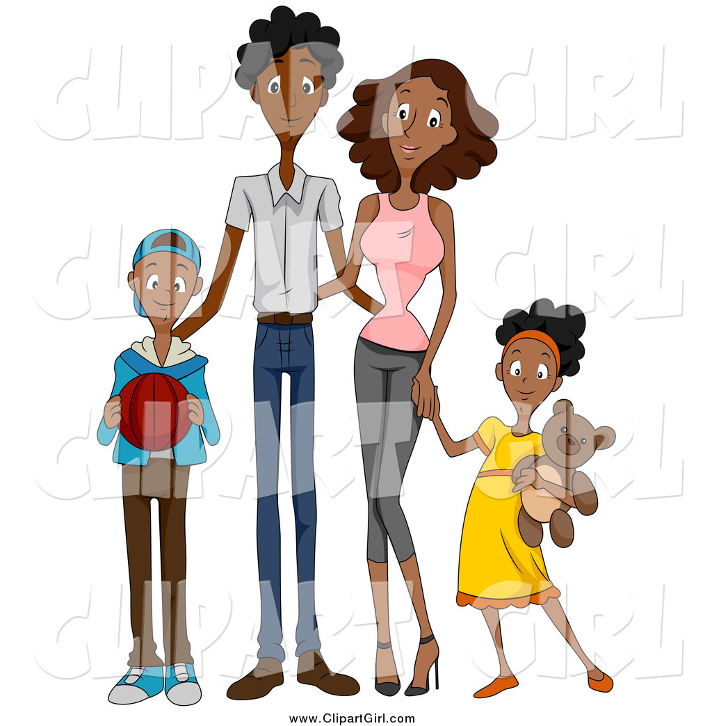 black cartoon family of 4