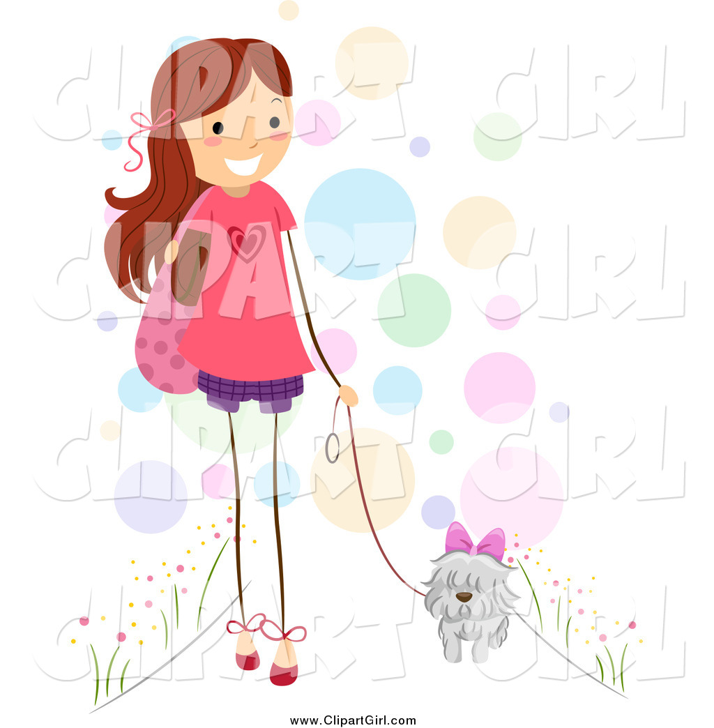 clipart girl walking dog - photo #6
