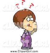 Clip Art of a Cartoon Girl Pondering by Toonaday