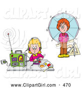 Clip Art of a Circle Around a Girl Listening to a Radio by Alex Bannykh