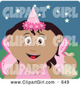 Clip Art of a Cute Hispanic Girl Trick or Treating on Halloween in a Fairy Princess Costume by Dennis Holmes Designs