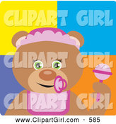 Clip Art of a Cute Teddy Bear Baby Girl Character by Dennis Holmes Designs