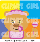 Clip Art of a Grinning Bear Baby Girl Character by Dennis Holmes Designs