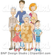 Clip Art of a Happy Extended Family Standing Together by BNP Design Studio