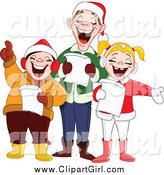 Clip Art of a Happy Singing Family at Christmas Time by Yayayoyo