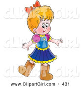 Clip Art of a Little Girl in a Dress and Brown Boots, on White by Alex Bannykh