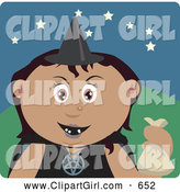 Clip Art of a Spooky Latin American Girl Trick or Treating on Halloween in a Witch Costume by Dennis Holmes Designs