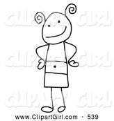 Clip Art of a Stick Person Girl Standing with Her Hands on Her Hips by C Charley-Franzwa