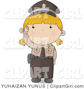 Clip Art of a Waving Blond Police Woman in a Brown Uniform by YUHAIZAN YUNUS