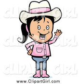 Clip Art of a Waving Friendly Cowgirl in Pink Boots by Cory Thoman