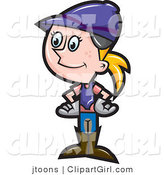 Vector Clip Art of a Standing Equestrian Girl - Royalty Free by Jtoons