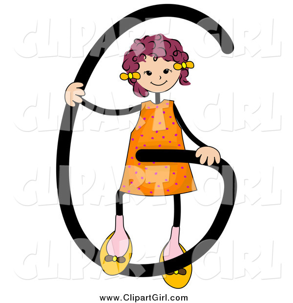 Clip Art of a Stick Girl with Letter G