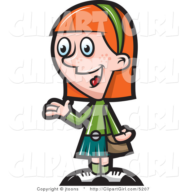Vector Clip Art of a Talking Red Haired Girl - Royalty Free