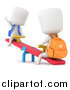 Clip Art of 3d School Kids Playing on a See Saw by BNP Design Studio