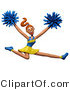 Clip Art of a 3d Energetic Leaping Cheerleader, Cheering for Her Team by