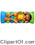 Clip Art of a 3d Girl Listening to an Mp3 Player and Floating in a Pool on a Raft by