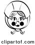 Clip Art of a Black and White Coloring Page of a Pretty Female Pilgrim with Flushed Cheeks, Wearing a Bonnet over Her Hair by Andy Nortnik