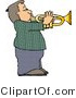 Clip Art of a Boy Playing Music Through a Brass Trumpet by Djart