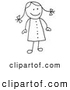 Clip Art of a Cute Figure Stick Girl in a Dress, Her Hair in Pig Tails by C Charley-Franzwa