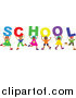 Clip Art of a Diverse Group of Children Holding up Letters Spelling School by Prawny