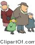 Clip Art of a Family Going out Together in Heavy Coats During the Winter Season by Djart
