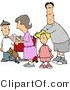 Clip Art of a Family Grocery Shopping Together, the Dad Pushing the Cart by Djart