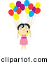 Clip Art of a Floating Asian Girl with Balloons by Cherie Reve