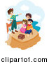 Clip Art of a Group of Happy Children Playing Peter Pan by BNP Design Studio