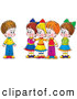 Clip Art of a Group of Smiling Children Welcoming a New Friend by Alex Bannykh
