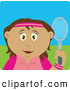 Clip Art of a Happy Hispanic Girl Holding a Tennis Racket by Dennis Holmes Designs