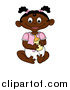 Clip Art of a Happy Sitting Black Baby Girl Holding a Bottle by Pams Clipart