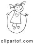 Clip Art of a Happy Stick Figure Girl with Her Hair in Pig Tails, Jumping Rope by C Charley-Franzwa