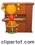 Clip Art of a Little Girl Playing Music on a Big Piano by Alex Bannykh