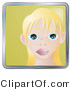 Clip Art of a Person Internet Messenger Avatar of a Cute Blond Girl with Big Blue Eyes and a Few Freckles by AtStockIllustration