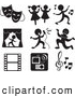 Clip Art of a Set of 9 Music and Entertainment Icons by