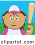 Clip Art of a Smiling Hispanic Girl Batting During a Baseball Game by Dennis Holmes Designs