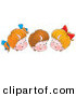 Clip Art of a Trio of Cheerful Children, Two Girls and One Boy, Giggling with Their Eyes Closed by Alex Bannykh