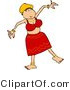Clip Art of a Young Girl Dancing in a Red Skirt and Bra by Djart