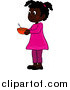Clip Art of an African American Girl Holding a Bowl by Pams Clipart