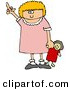 Clip Art of an Angry Little Blond Caucasian Girl Holding Her Doll and Flipping Someone off After Not Getting Her WayAngry Little Blond Caucasian Girl Holding Her Doll and Flipping Someone off After Not Getting Her Way by Djart