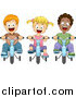 Clip Art of Happy Diverse Kids Riding Bikes with Training Wheels by BNP Design Studio