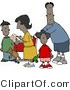 Vector Clip Art of an African American Family Shopping Together at a Grocery Store by Djart