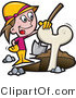 Vector Clip Art of an Archaeologist Girl Digging up a Bone - Royalty Free by Jtoons