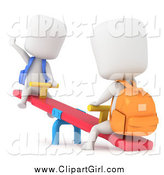 Clip Art of 3d School Kids Playing on a See Saw by BNP Design Studio