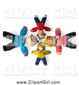 Clip Art of a 3d Happy White Family Laying on Their Backs in a Circle, Looking up by