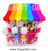 Clip Art of a 3d White School Kids Buying Candy at a Stand by BNP Design Studio