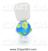 Clip Art of a 3d White Student Holding a Desk Globe by BNP Design Studio