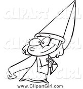 Clip Art of a Black and White Damsel Girl by Toonaday