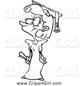Clip Art of a Black and White Happy Teen Girl Graduate by Toonaday