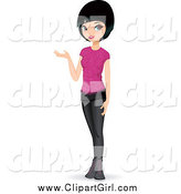 Clip Art of a Black Haired Teenage Girl Presenting by Melisende Vector